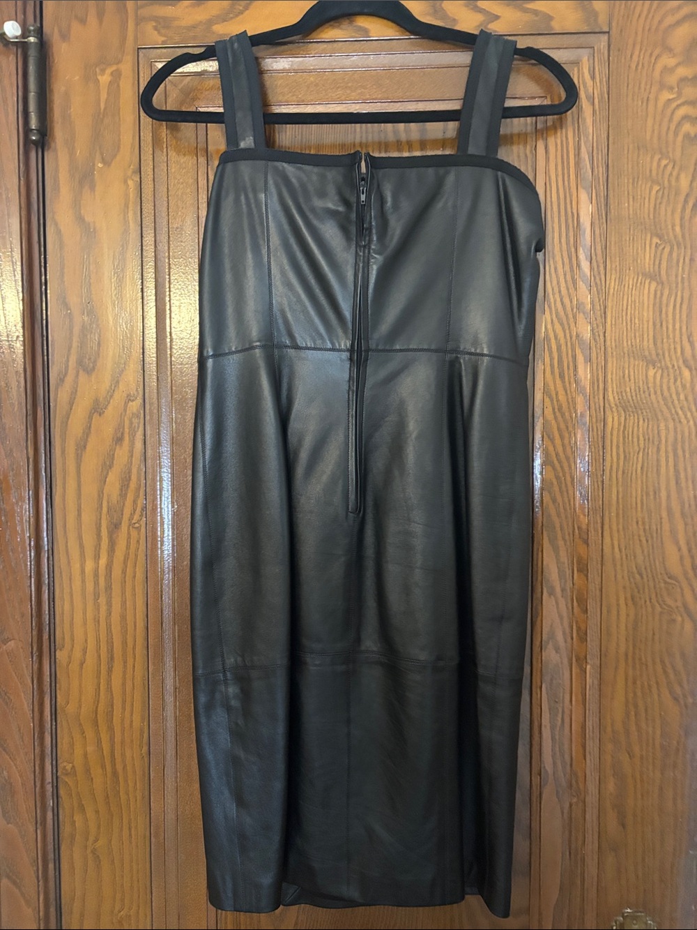 Ferragamo Black Leather Strap knee length dress - Picture 2 of 5